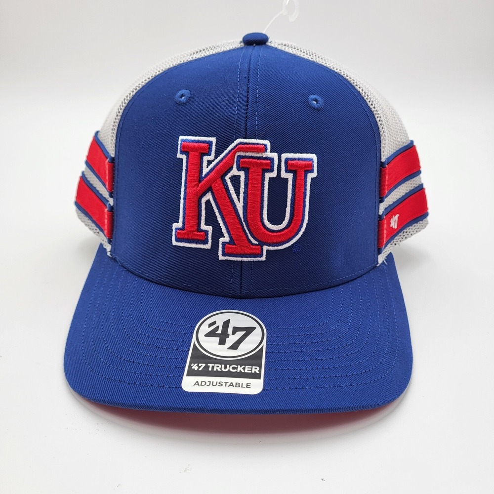 Kansas Jayhawks '47 Adjustable Straight Eight Blue Snapback Trucker Hat‎